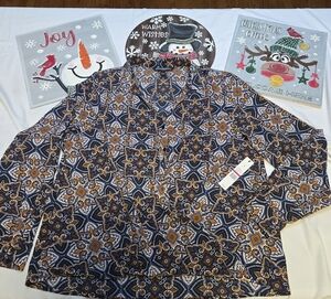 Sharagano Blue and Brown Geometric Blouse